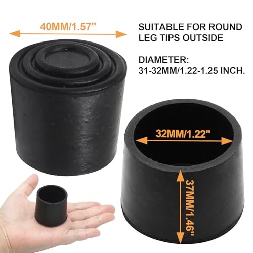 Piutouyar Round PVC Rubber Furniture Covers, 32mm / 1-1/4 Inches Table 1.26″ 16