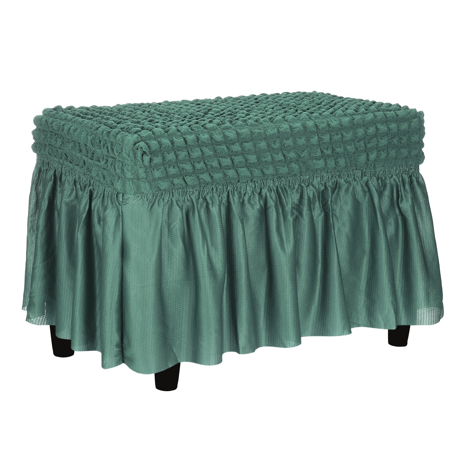 Bubble Lattice Footstool Cover with Skirt Fit 60-100cm/24″-39″ Matcha Green