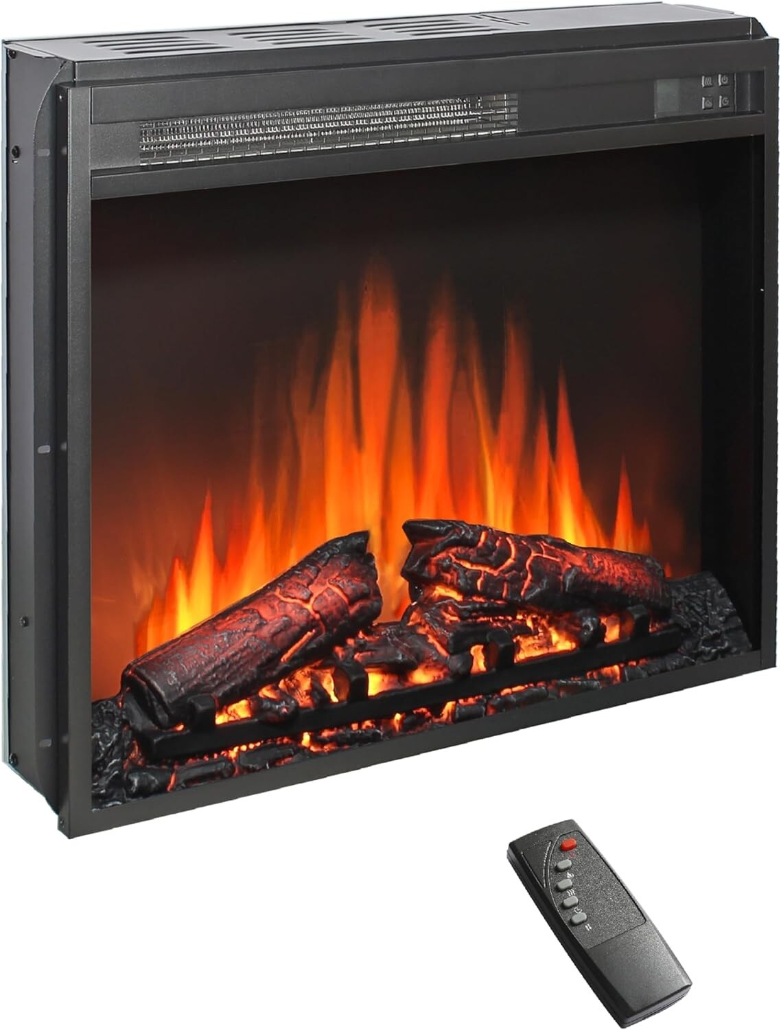 23″ Ultra-Thin Electric Fireplace Recessed/Wall Mount – Remote Control 1400W