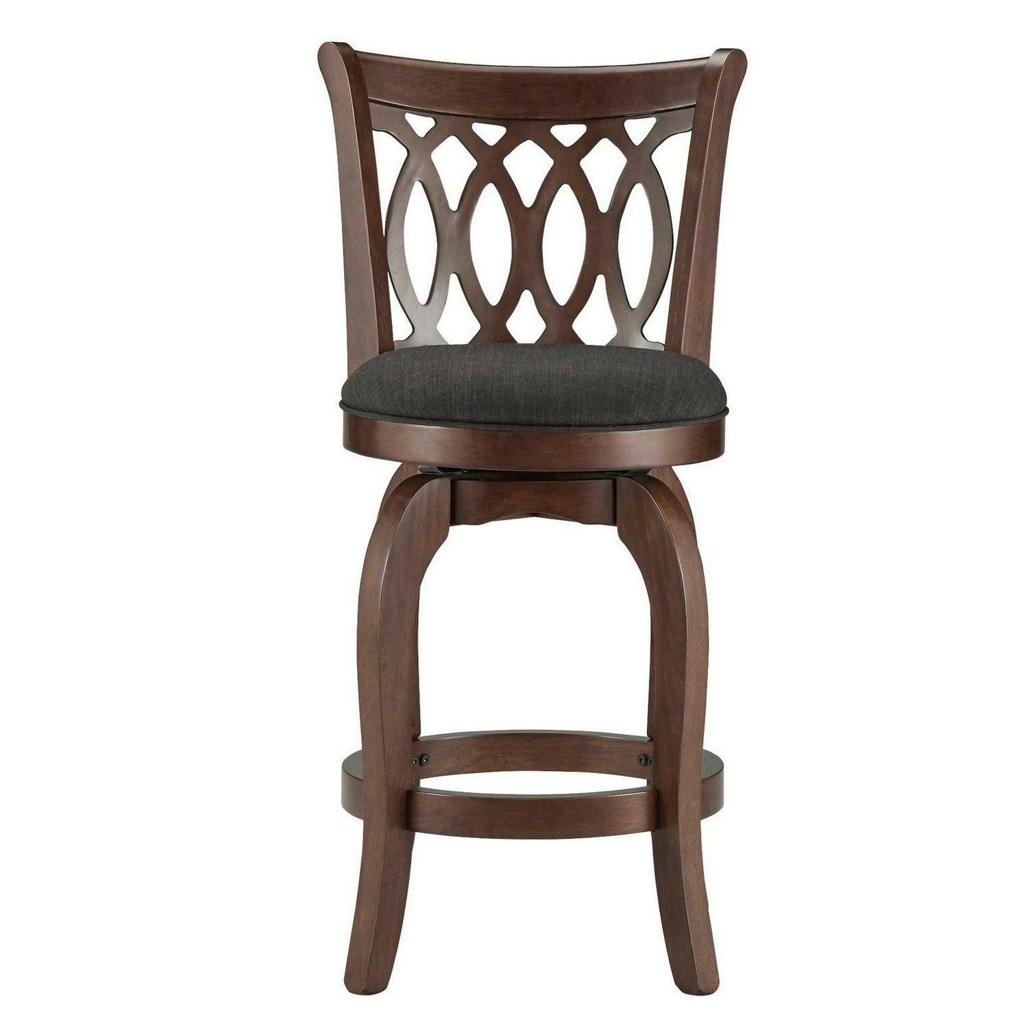 Transitional Swivel 24-inch Counter Height Stool Scroll/Curved Back Padded Seat