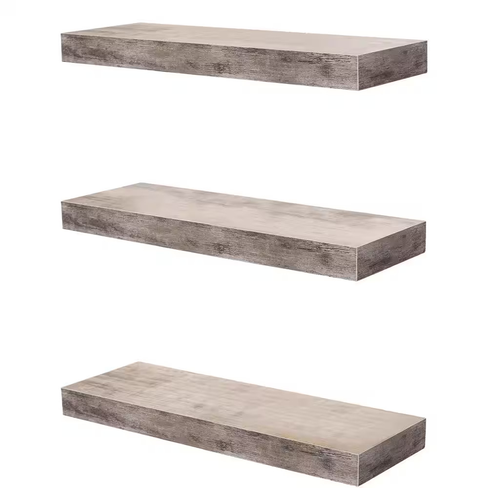 Set of 3 Floating Shelves, Wall Mounted for Home Decor, 16.25 In. W X 5.5 In. D