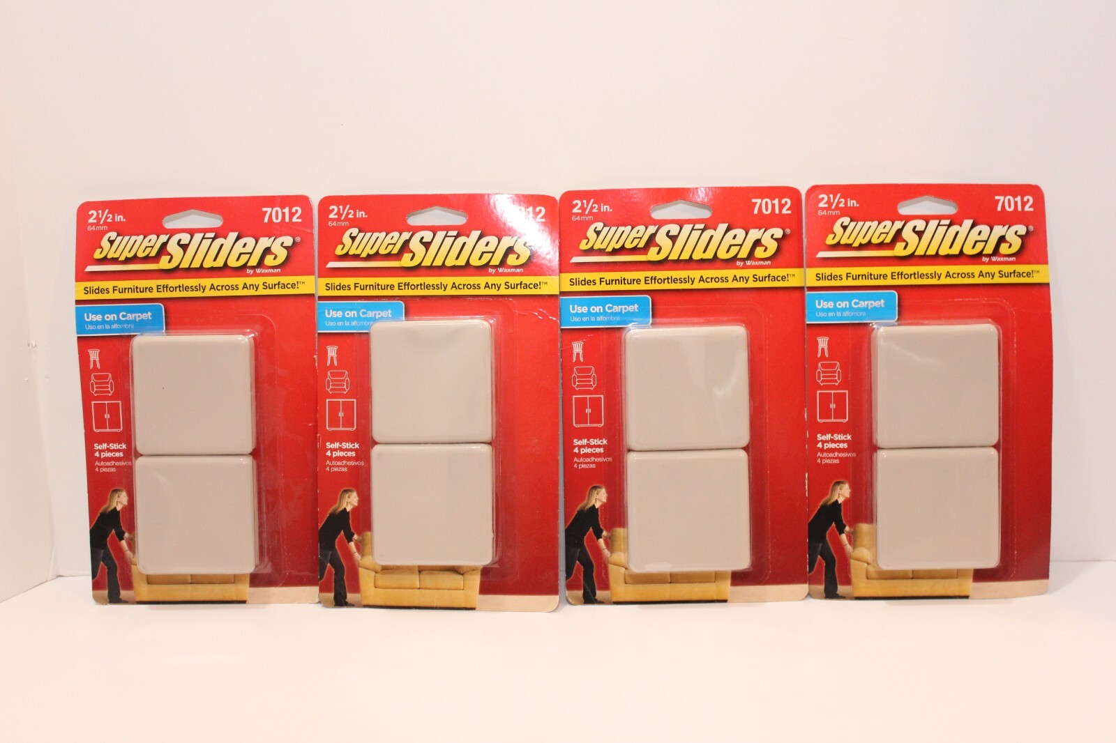 Lot 4 SUPER SLIDERS 2-1/2″ Square Furniture Sliders Rugs & Hardfloor