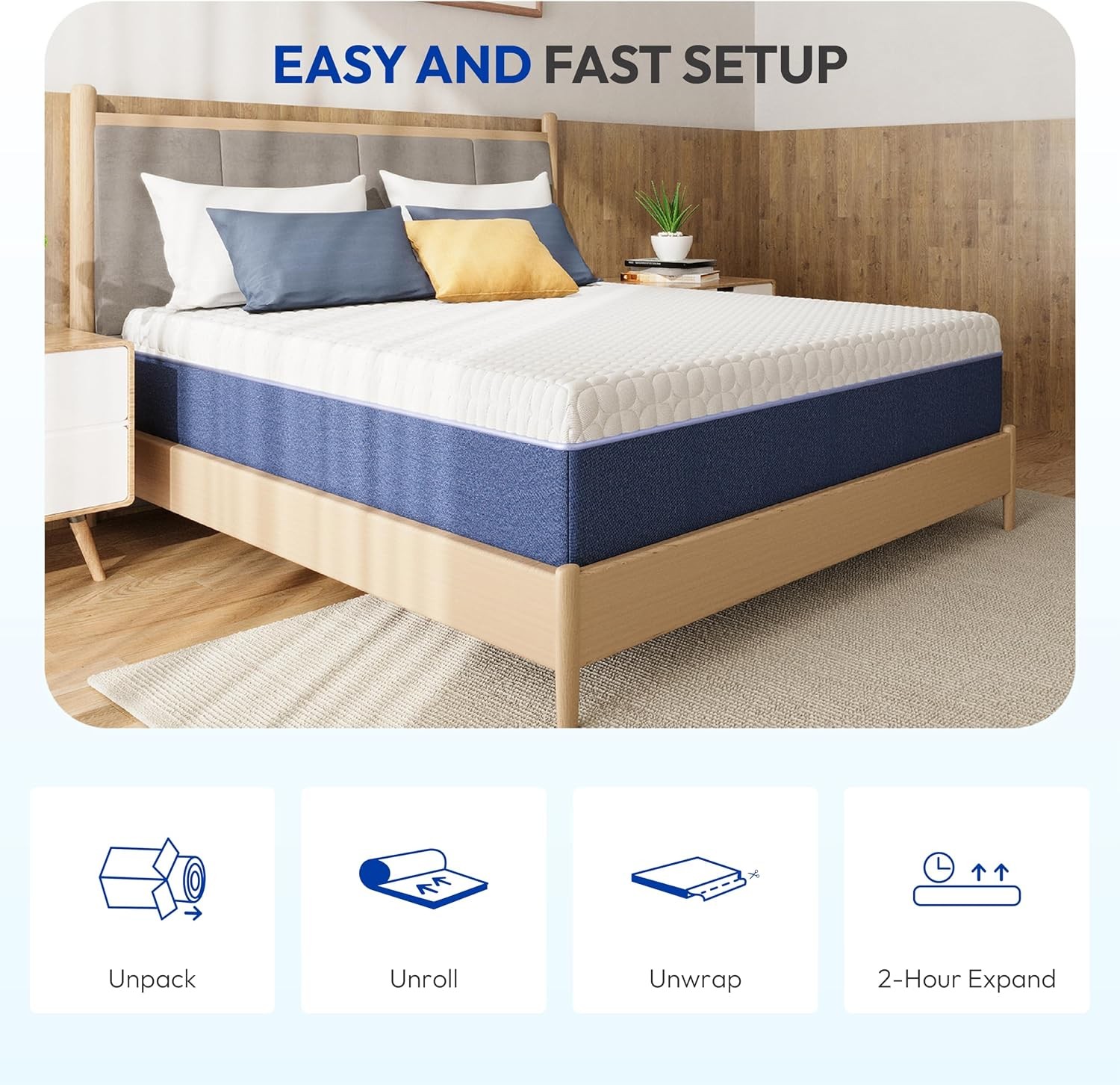 10 Inch Twin Mattress, Medium Plush Gel Memory Foam Mattress in a Box, Pressure
