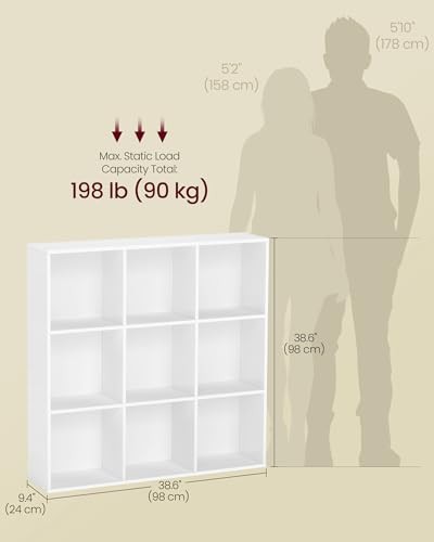 Custos Collection – Bookshelf, 9 Cubes (9.4″D x 38.6″H) Cloud White 1 Pack