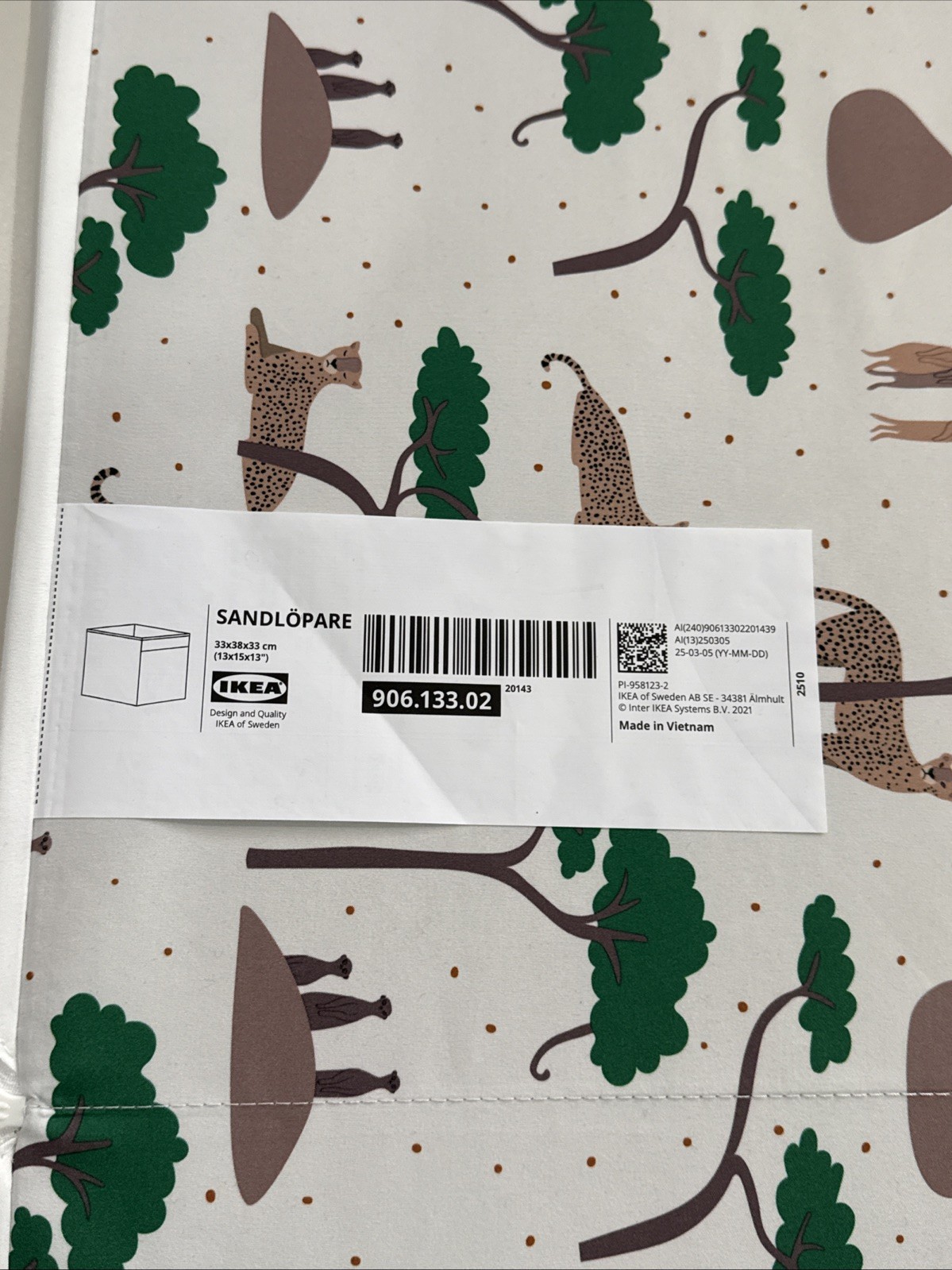 SET of 2 Ikea SANDLOPARE Box, cheetah Box Storage Kids 13x15x13″ New