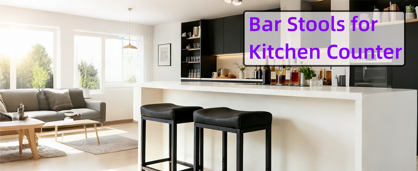 30 Inch Bar Stools Set of 2, 300 LB Heavy Duty Padded Saddle Barstool Chair,