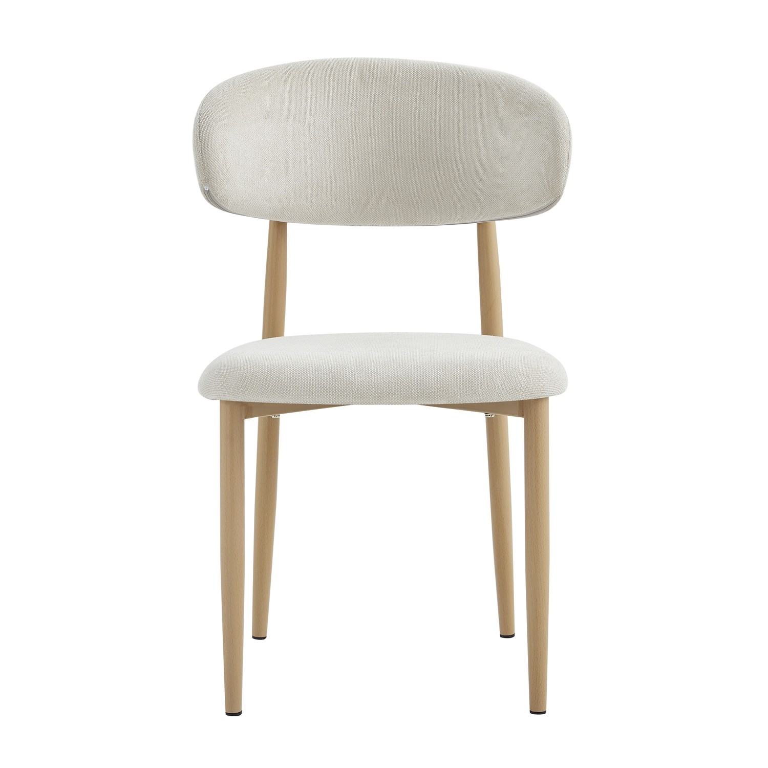 2PC Modern Upholstered Linen Dining Chairs W/Ergonomic Curved Back Kitchen Chair