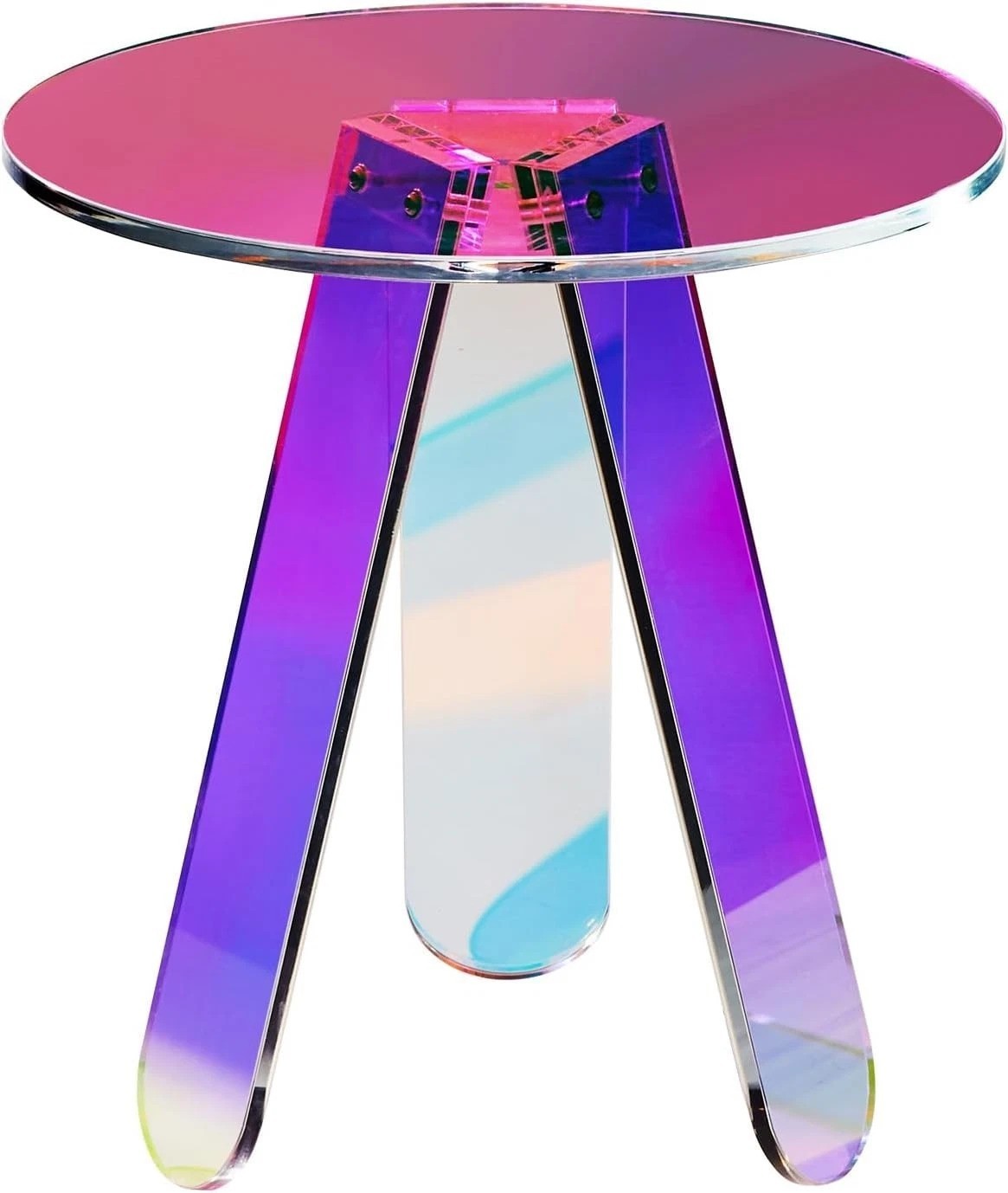 Round Iridescent Side Table, Acrylic End Table, Clear Rainbow Acrylic Coffee …