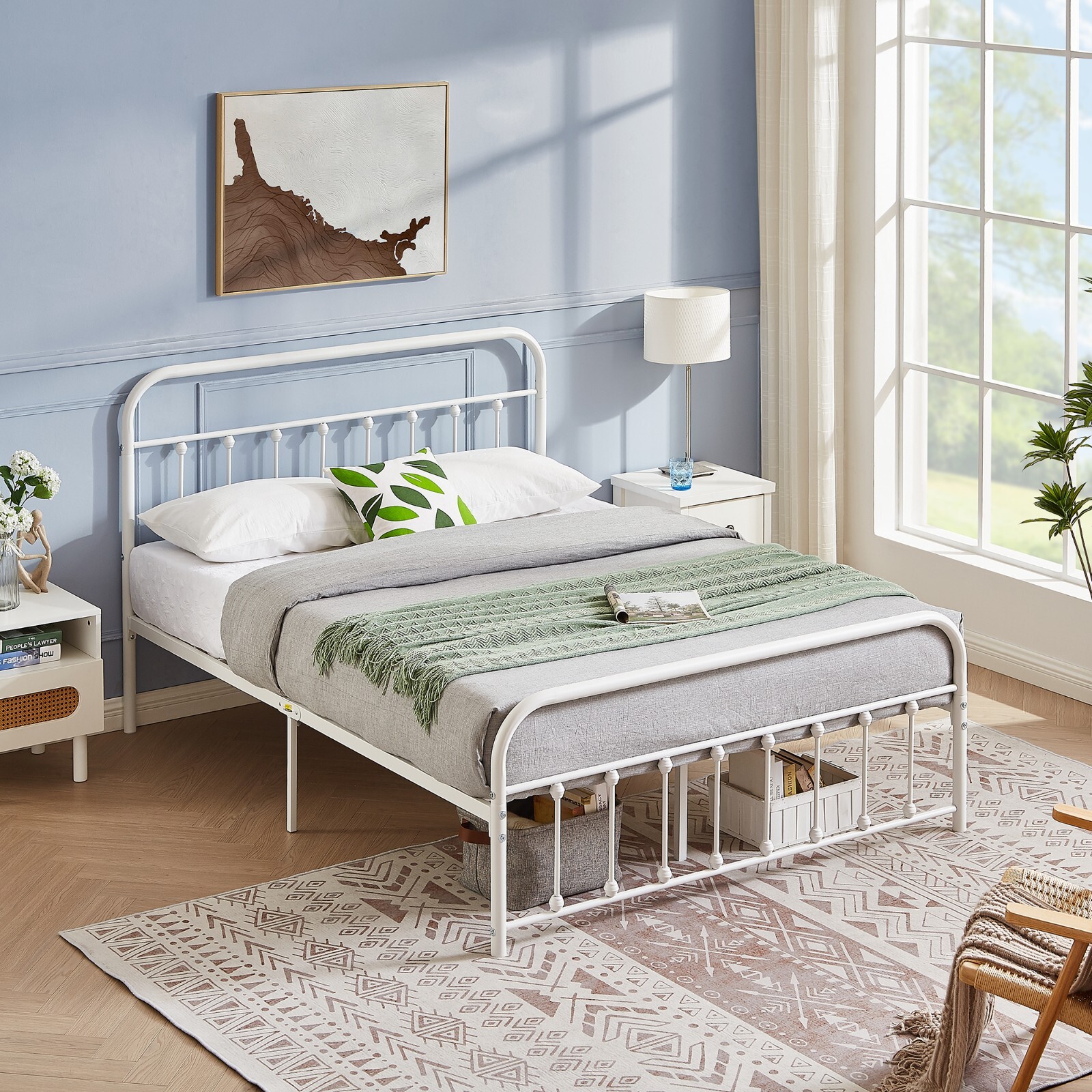 Twin/Full/Queen Platform Metal Bed Frame with Headboard and Footboard