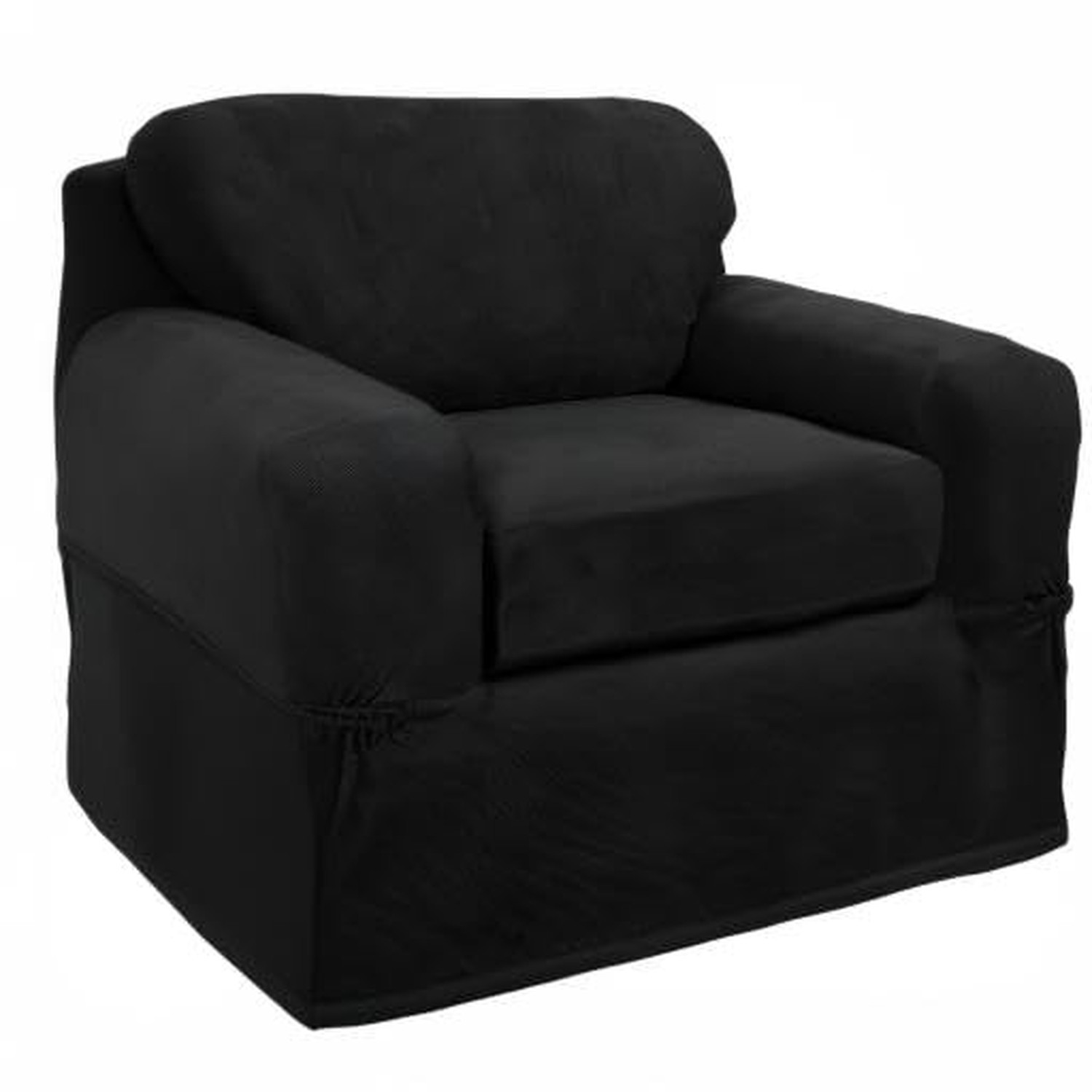 Maytex Pixel 2 Piece, Black Chair Slipcover
