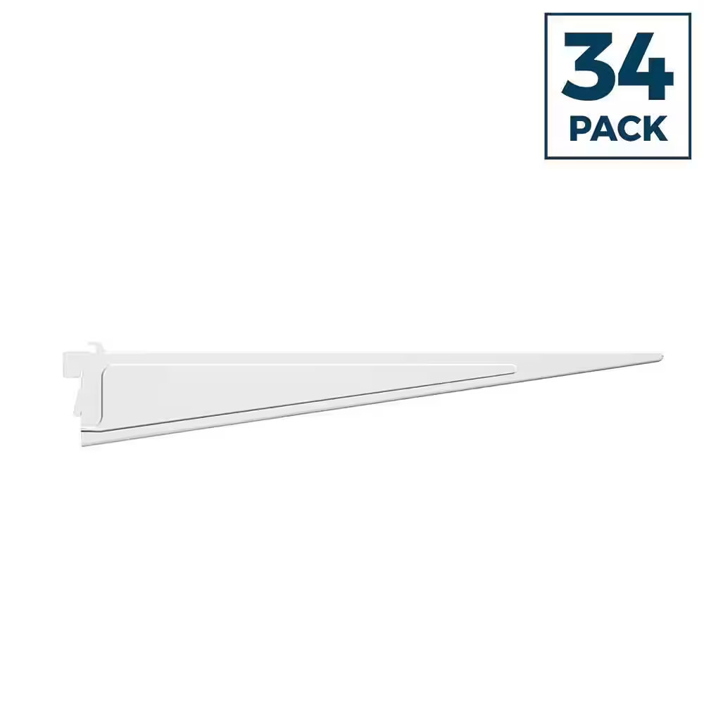 Shelf Track 16 In. X .5 In. White Steel Shelf Bracket Contractor Pack (34-Piece)