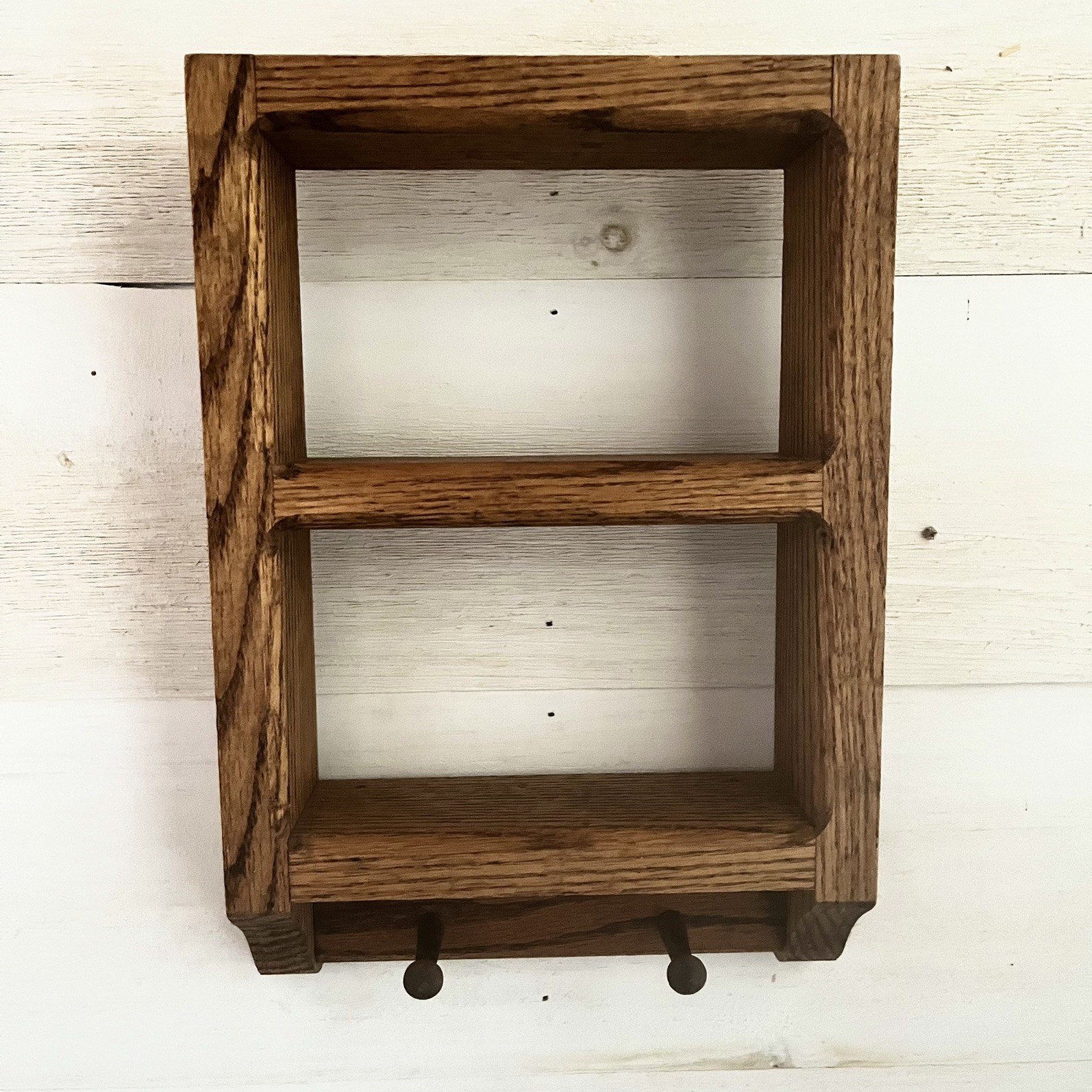 Vintage Wooden Wall 3 Shelf Spice Peg Rack Small 11×8” Country Cottage Farmhouse