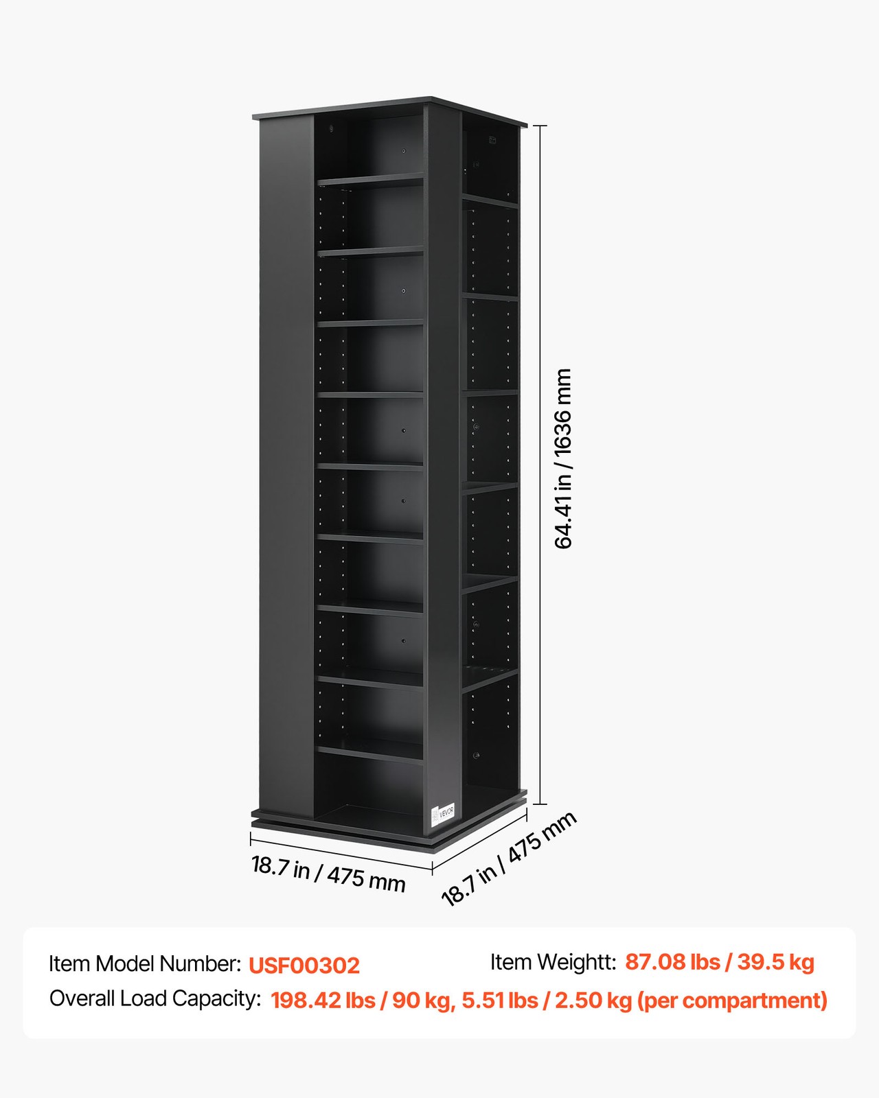 VEVOR Media Storage Cabinet 4/6/7/8/12Tier Organizer 6/7/16/24/34/36 Compartment