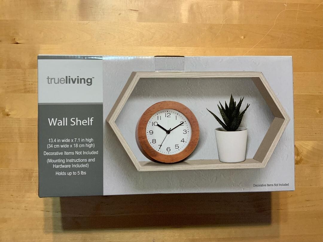 True Living Wall Shelf Set In Box OCTOGON SHAPE WHITE