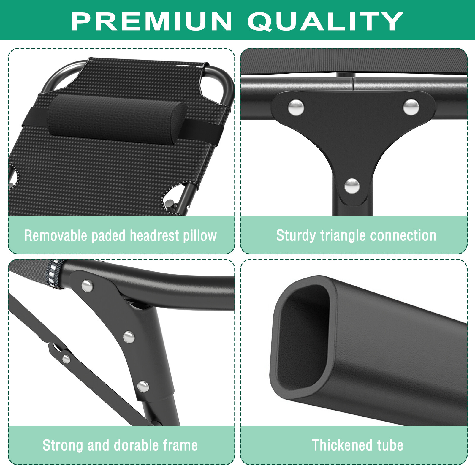 Folding Camping Cot Bed Adjustable 5-Position Folding Lounge Chair Portable 3IN1