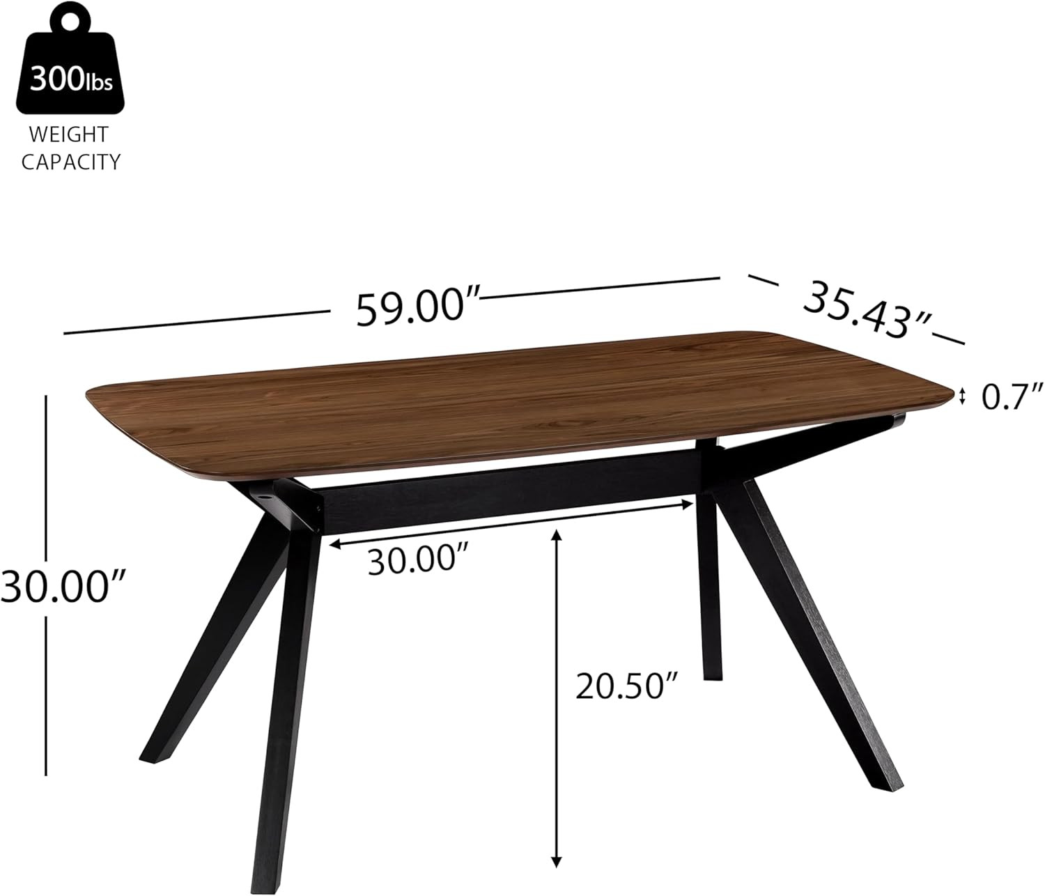 Arley Solid Wood Dining Table for 4 – Modern Walnut Brown & Black Design