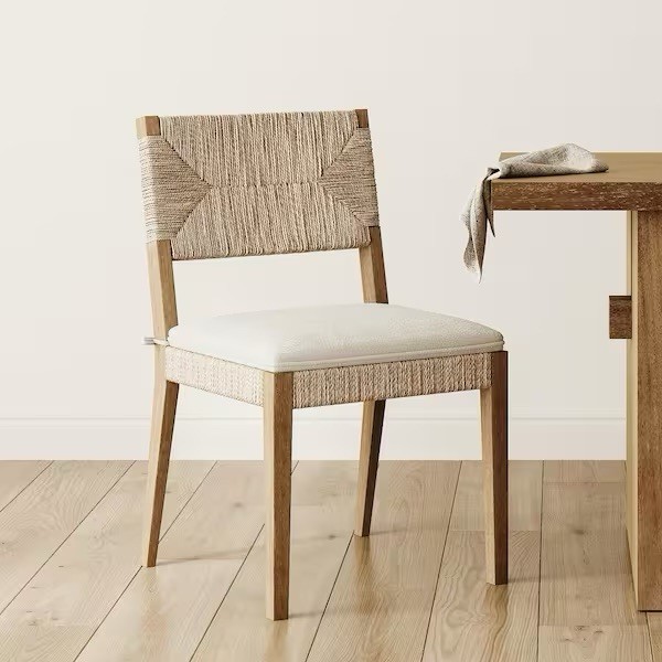 Nathan James Beacon Wire Brushed Light Brown Boucle Upholstered Solid Wood Chair