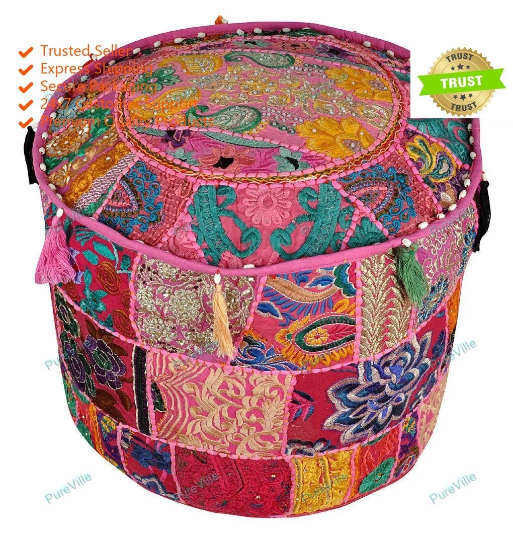 Traditional Decorative Assorted Patch Work Ottoman Pouffe Footstool Chair Cover