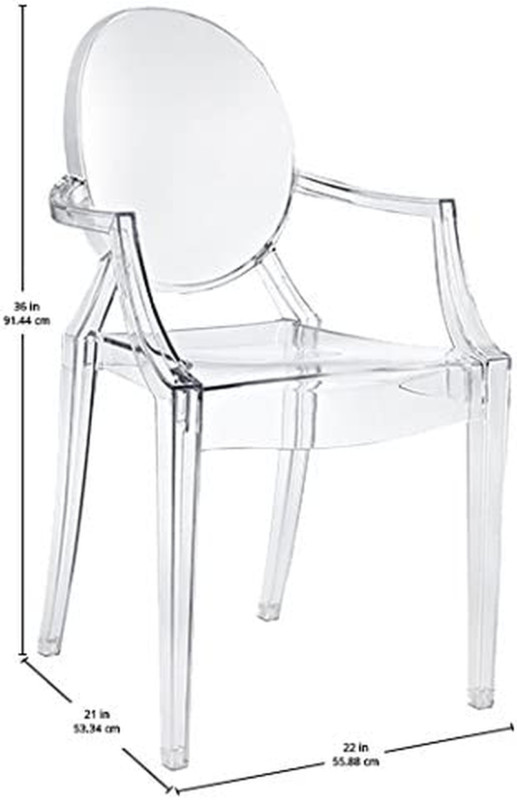 Modway Casper Modern Acrylic Stacking Kitchen and Dining Room Arm Chair Clear