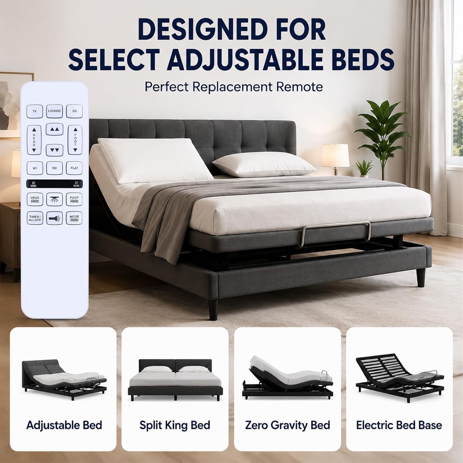 Remote for Bedtech 3000 600 iDealBed Mlily Richmat HJH55 HJC18 Adjustable Bed