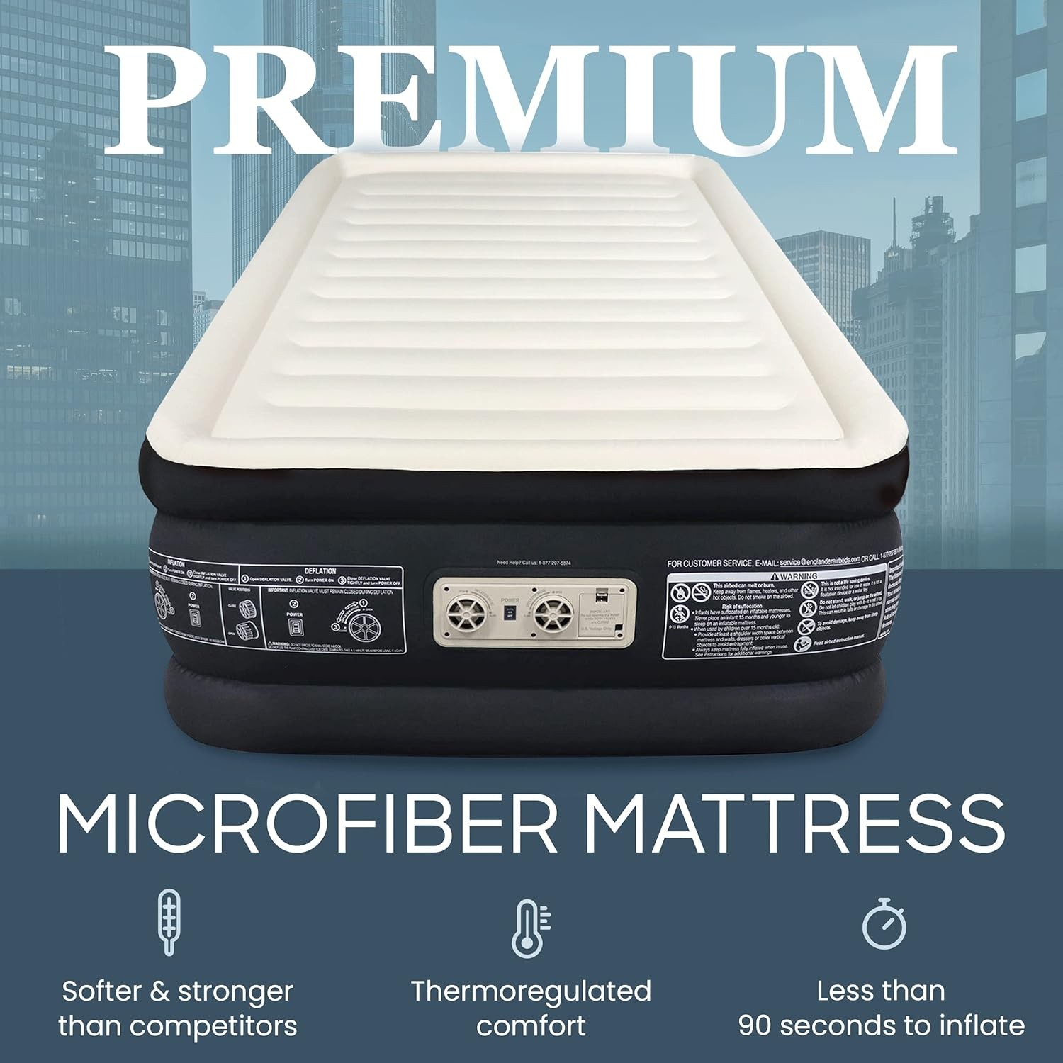 Englander Twin Air Mattress Double High 20in Built In Pump 300lb Waterproof