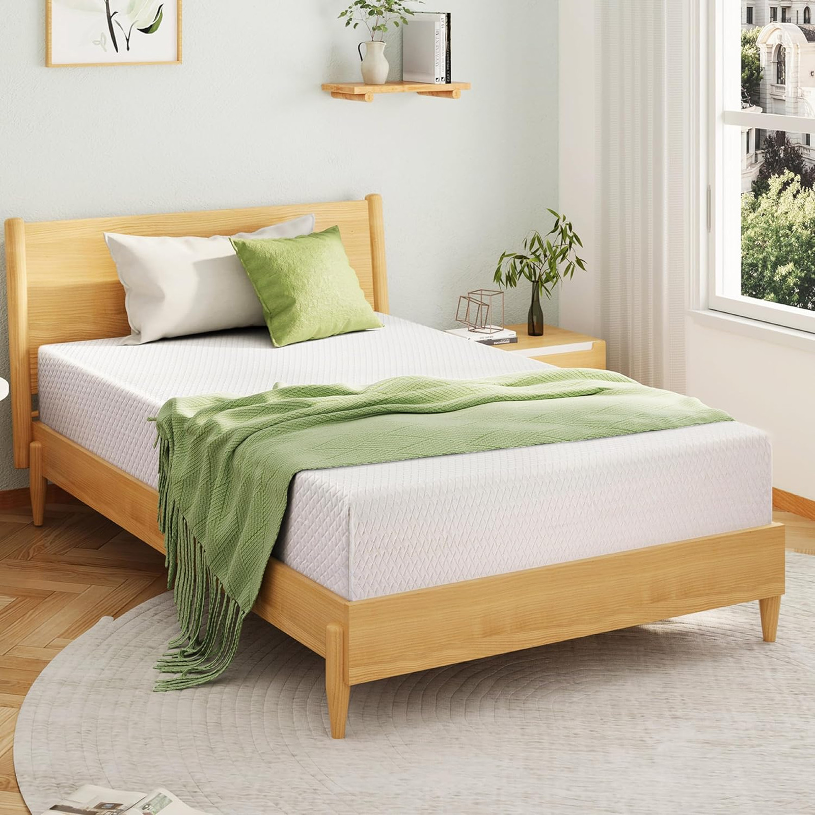 Full Size Memory Foam Mattress 8 Inch Green Tea Gel Cooling Pressure Relief