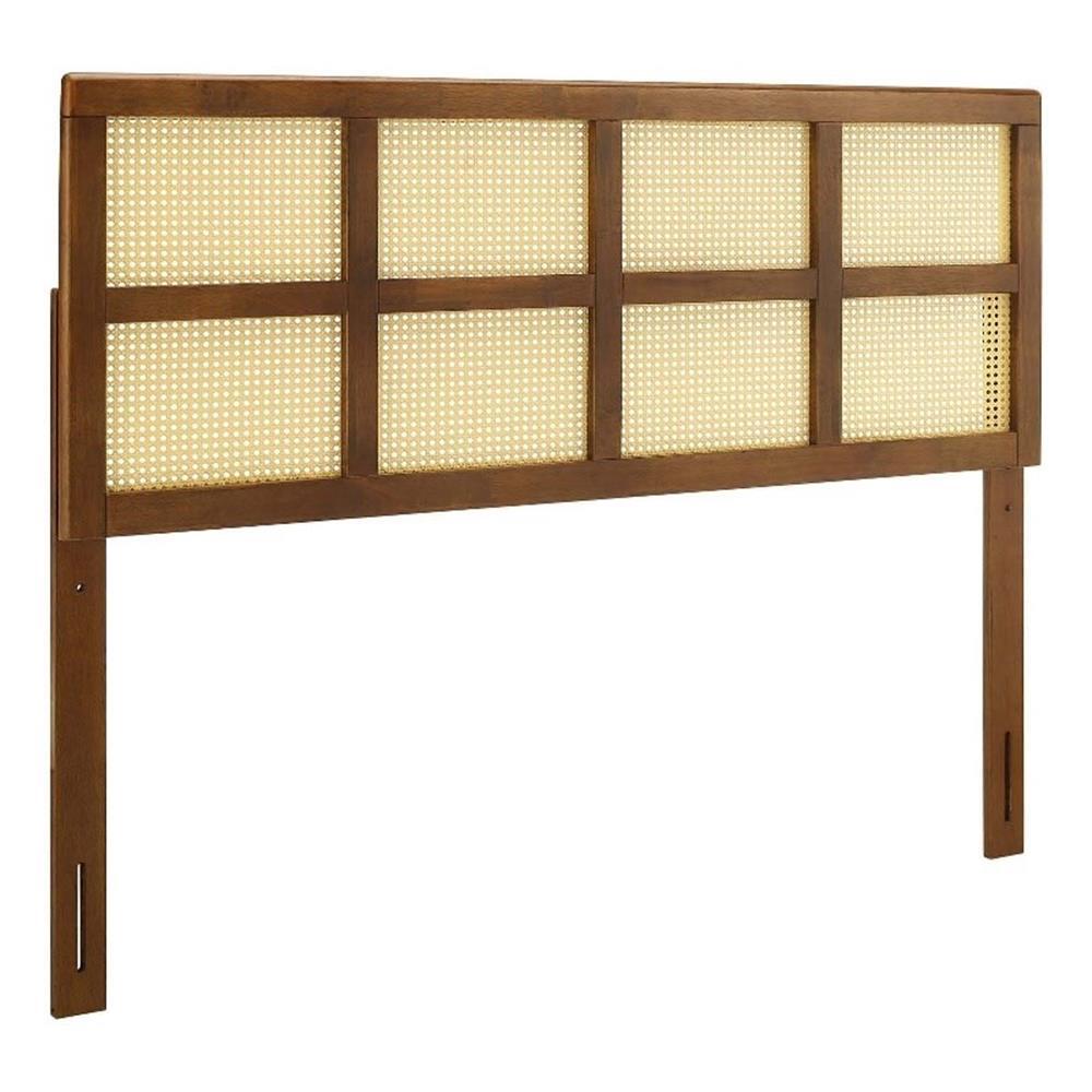 Modway Luana Cane Rattan and Rubberwood King Headboard in Walnut
