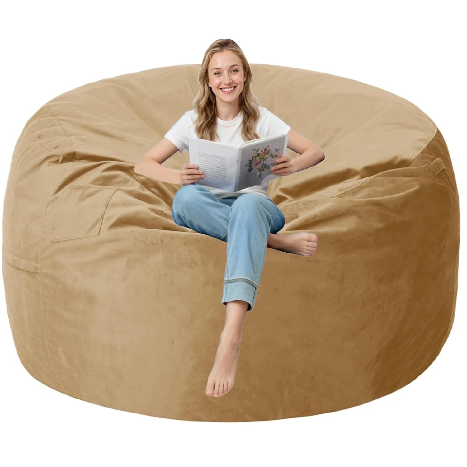 Large Size Bean Bag Sofa with Ultra Soft Velvet Cover – 5′