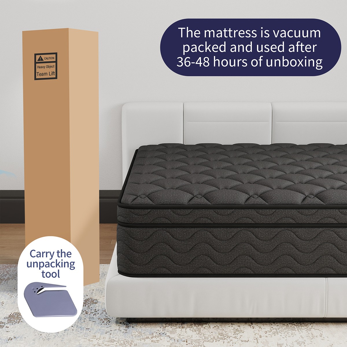 12″ Hybrid Mattress in a Box Pocket Spring Gel Memory Foam Twin Full Queen King