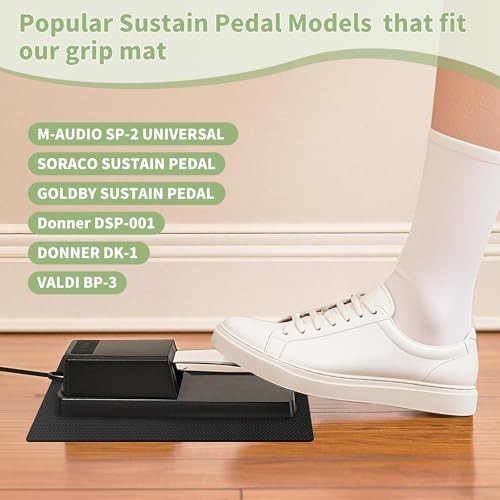 Non-Slip Piano Sustain Pedal Mat – Premium Keyboard Sustain 10″ x 7.5″ Black