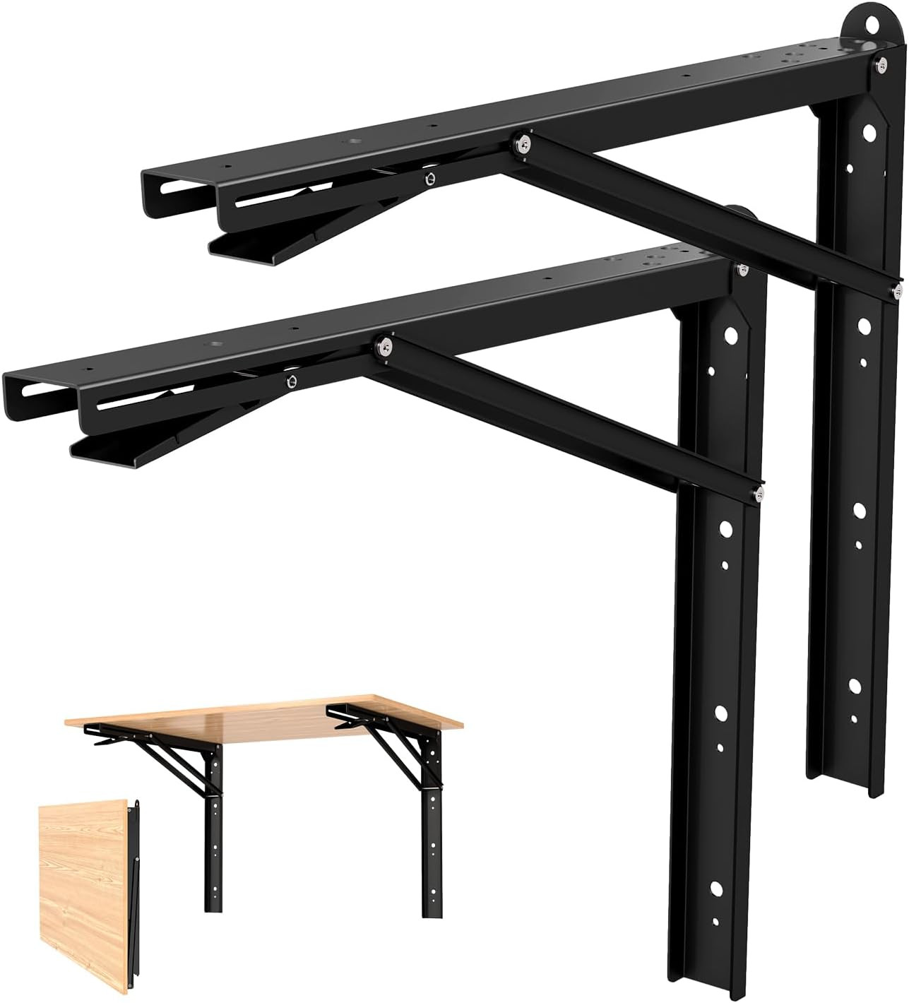 24 Inch Folding Shelf Brackets, Heavy Duty Collapsible Shelf Bracket Max Load 55