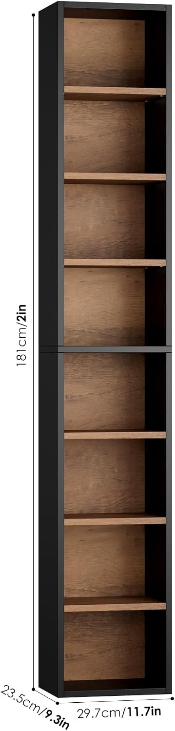 8-Tier Media Tower Rack 11.6 X 9.3 X 71 Inches CD DVD Slim Storage Cabinet