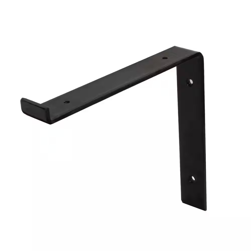 10 In. Black Steel Shelf Bracket for Wood Shelving