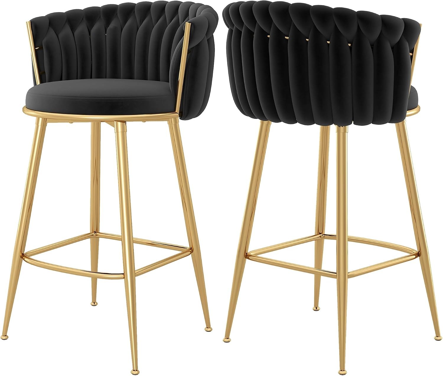 Counter Height Stools Set of 2 Velvet Bar Stools with 27 Inches Upholstered