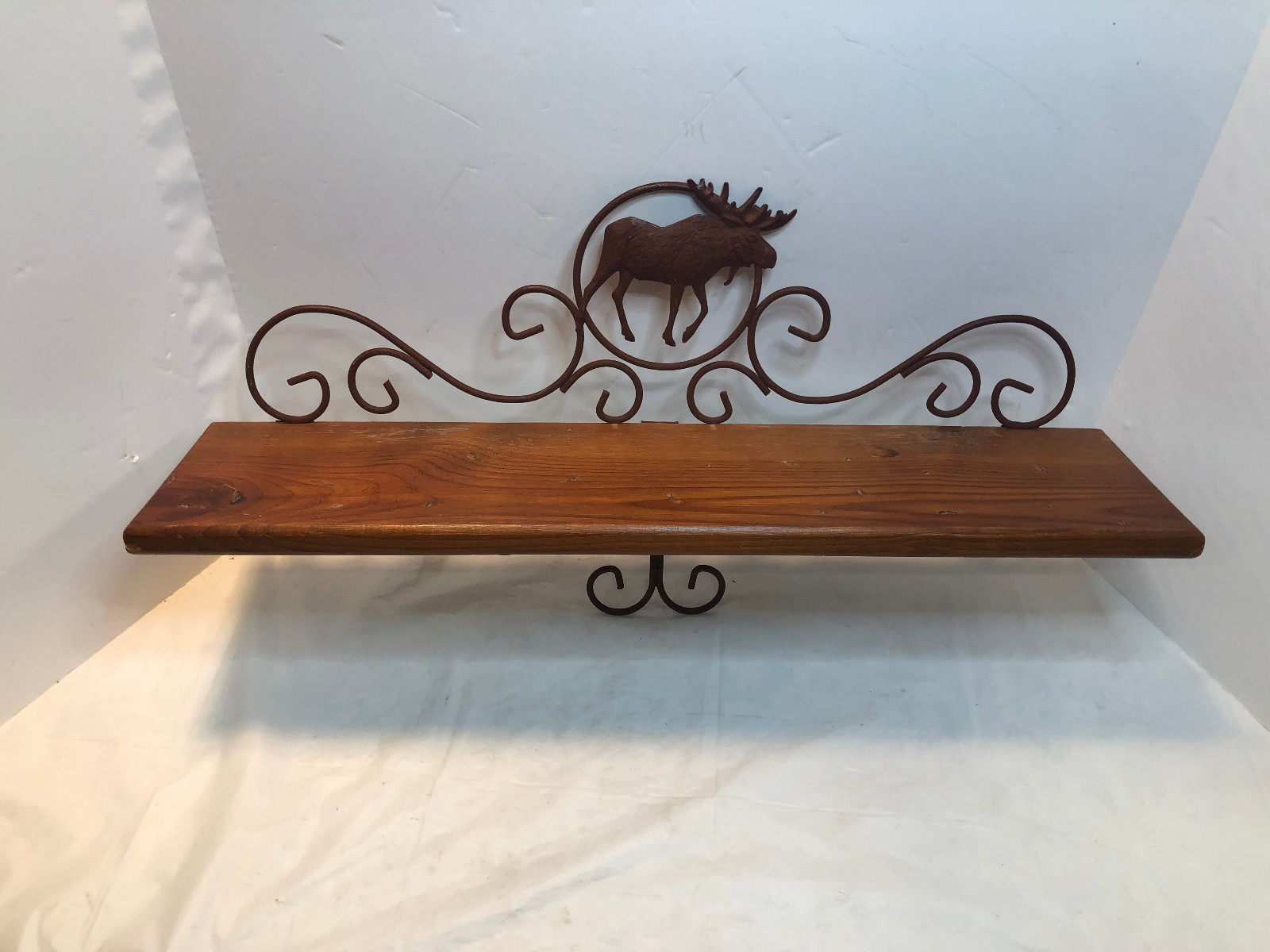 Vintage Shelf Rustic Country Style Wood Metal Moose Wall Wildlife Primitive 24″