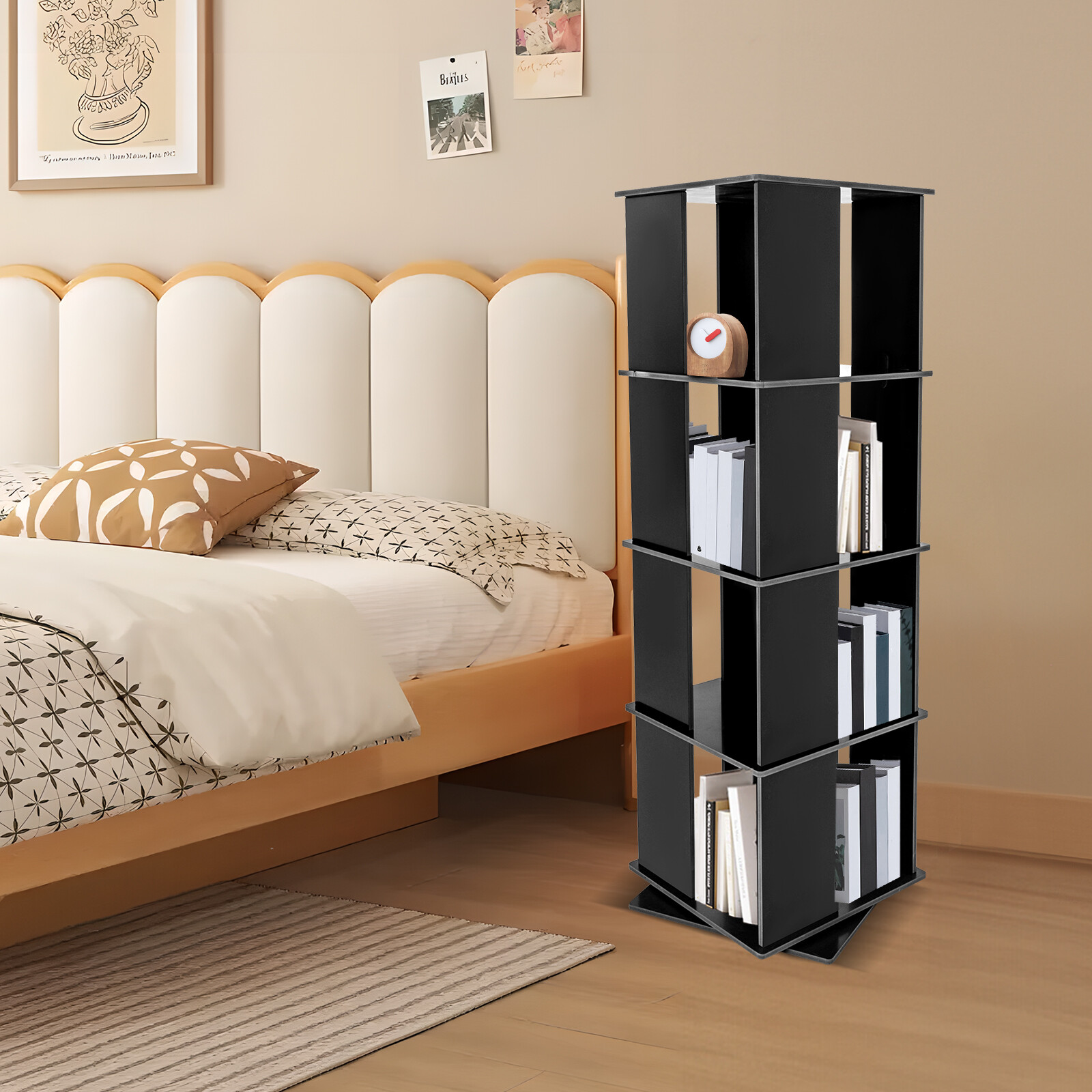 360�� Rotating Bookshelf Bookcase Storage Shelf Freestanding Display Rack Stand