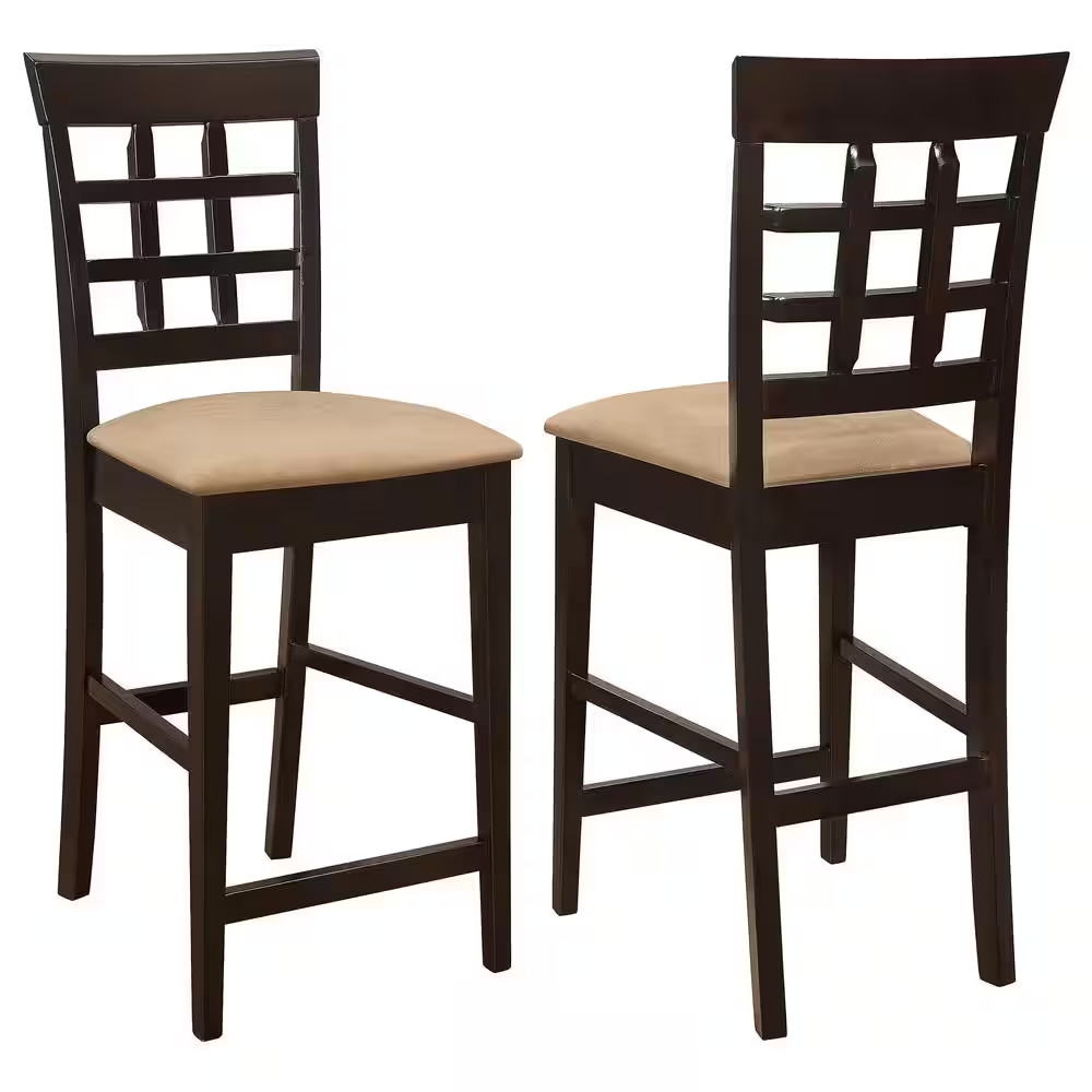 Gabriel 24 In. Cappuccino and Tan Wheat Back Bar Stools with Fabric Seat (Set of