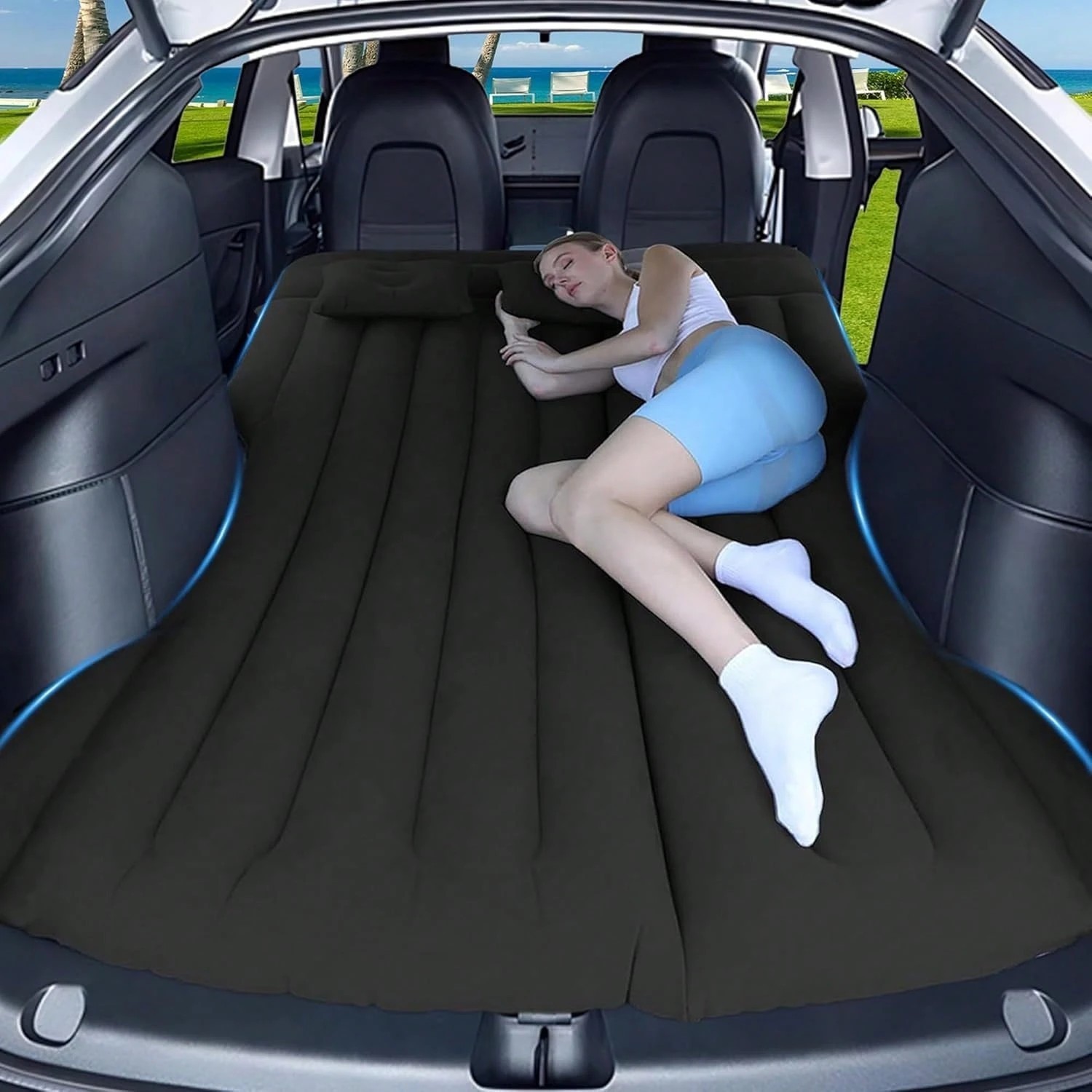 Inflatable Car Mattress for Tesla Model Y SUV Trunk Travel Bed Camping Sleep Mat