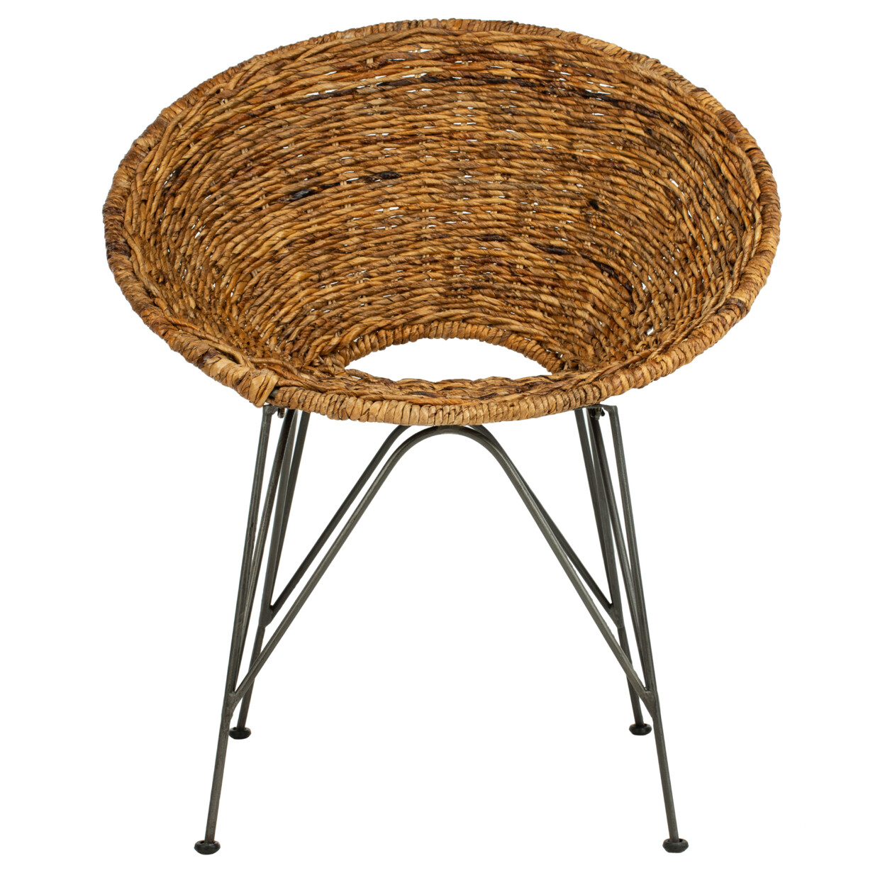 SAFAVIEH Sierra Rattan Accent Chair | Natural / Dark Steel |
