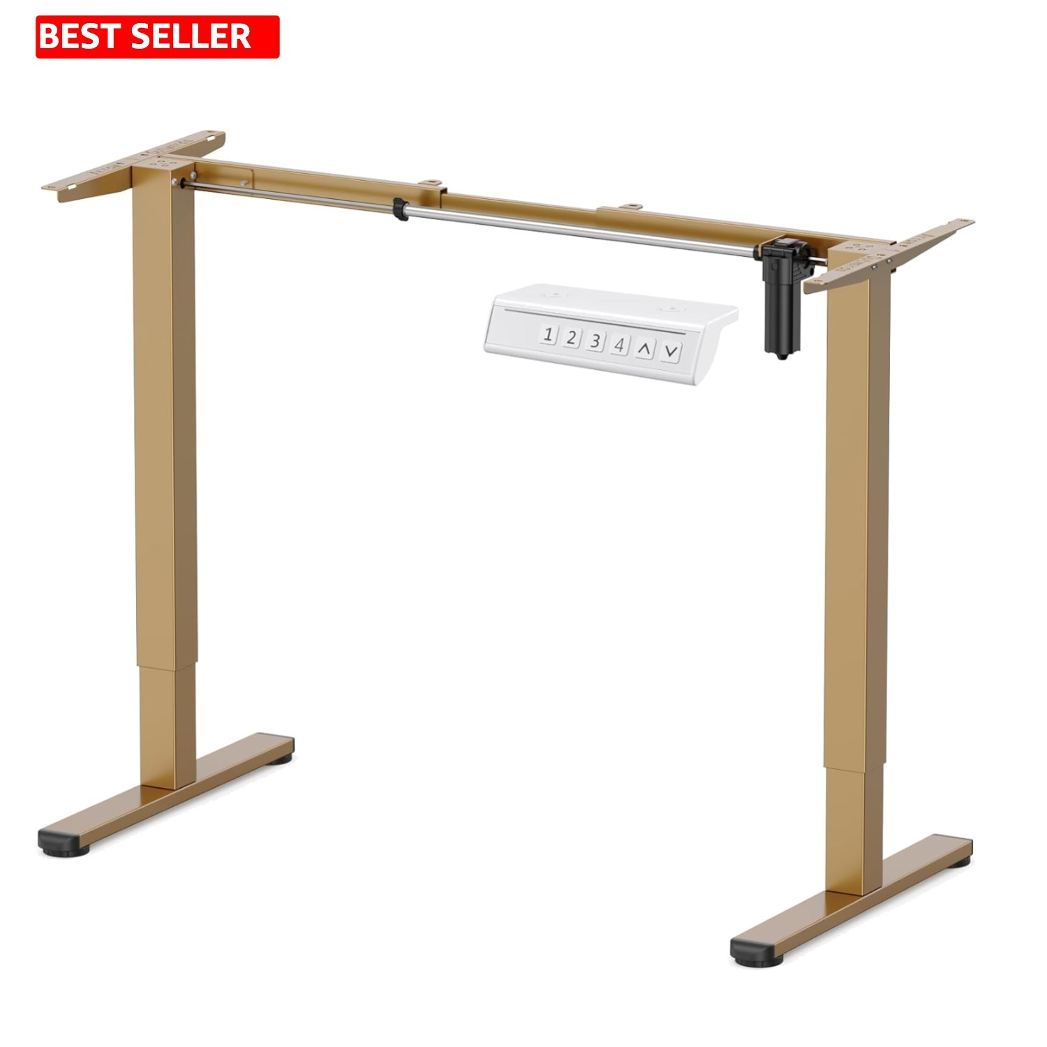 Gold Electric Stand-Up Desk Base, Adjustable Height 28″-46.5″ for Flexible Work