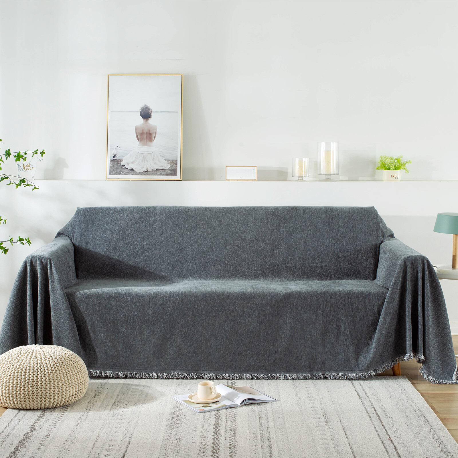 91″ Extra Wide Sofa Cover Soft Chenille Sectional Couch Cover Dog Couch Protect