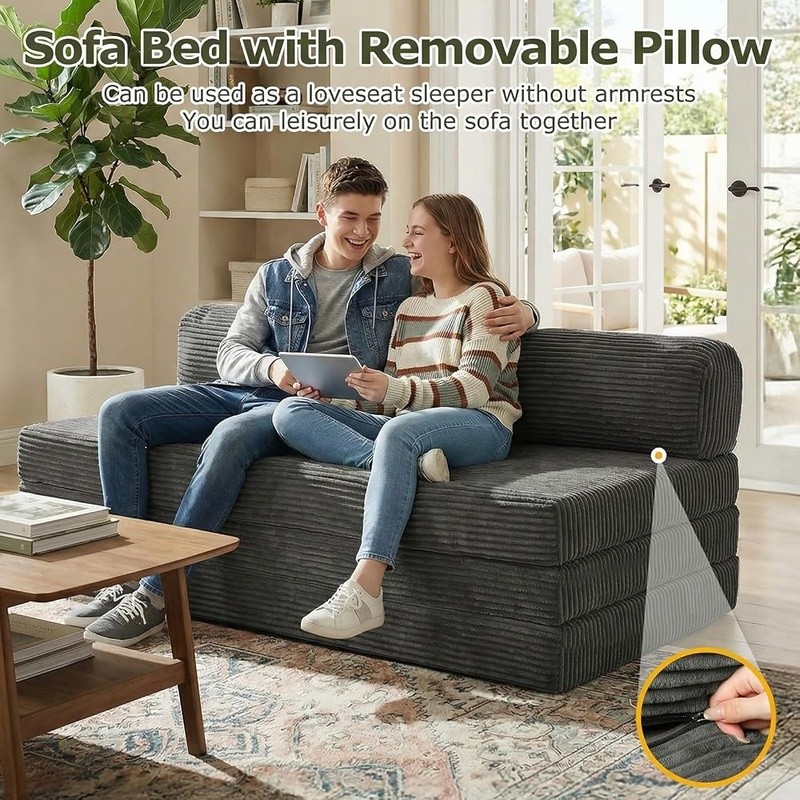 Convertible Sofa Bed Pull Out Couch Tri-Fold Mattress Easy Care Non-Slip New
