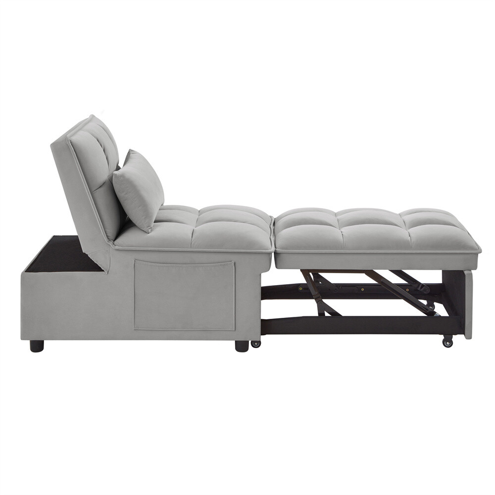 4 IN 1 Multi-Function Sofa Bed w/Storage Pockets,Tufted Single Pull-out Sofa Bed