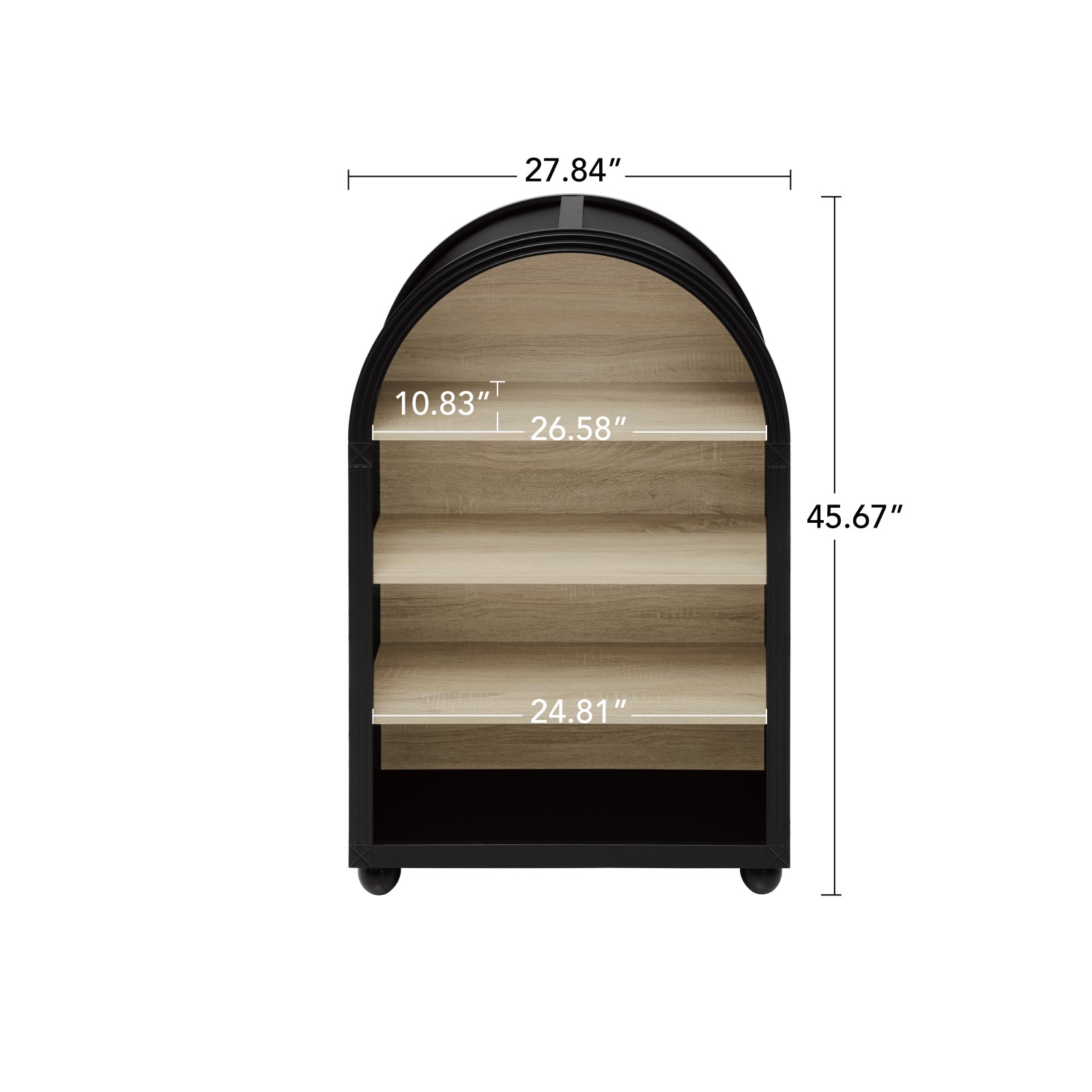 Arched 4-Tier MDF Storage Cabinet with Metal Frame, 70.5x30x116 cm