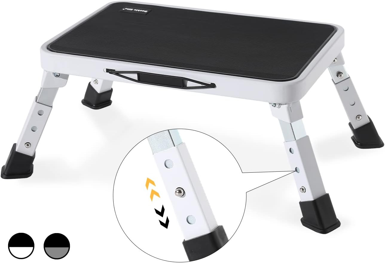 3 Levels Adjustable Folding One Step Stool Safer Metal Step Stools