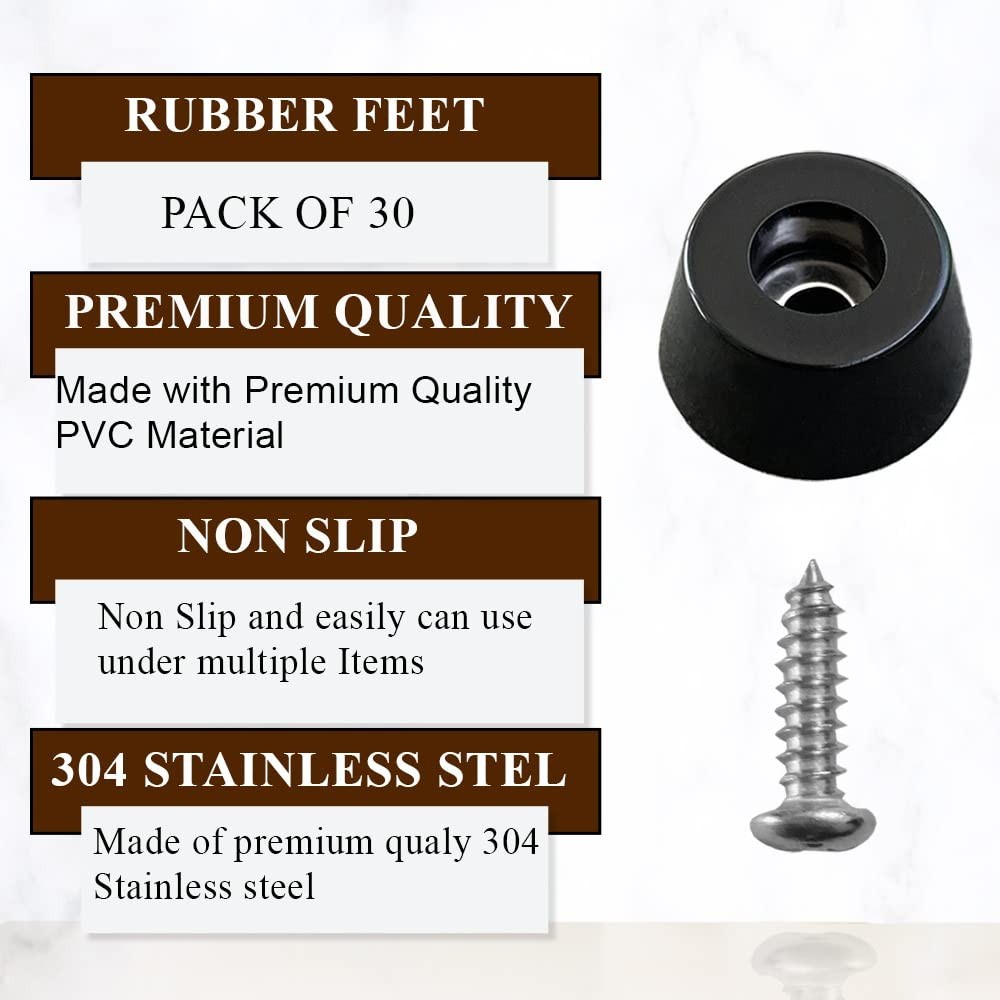 Moxpic 30 PCS Cutting Board Rubber feet (0.59” x 0.31”) with 304 Stainless St…