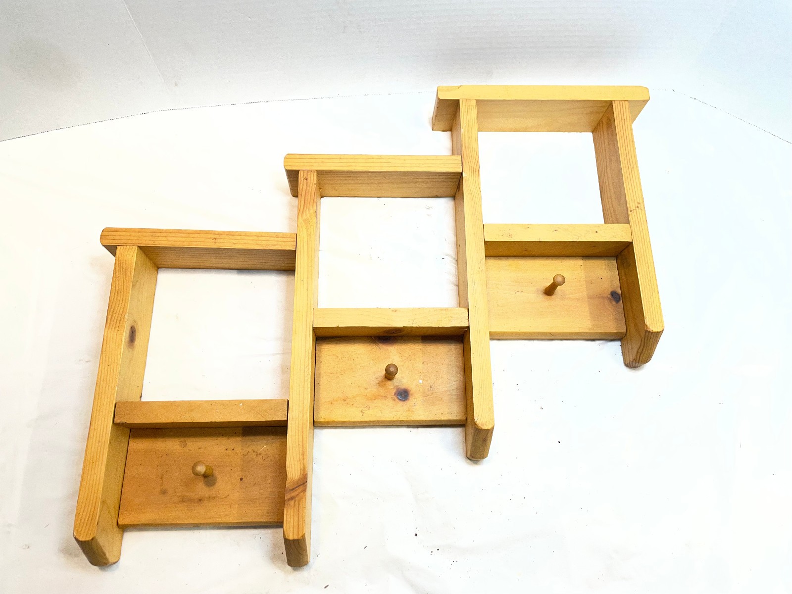 Vintage Soft Wood Wall Curio Shelf Primitive Rustic Country 23″ x 19″ x 2.5″