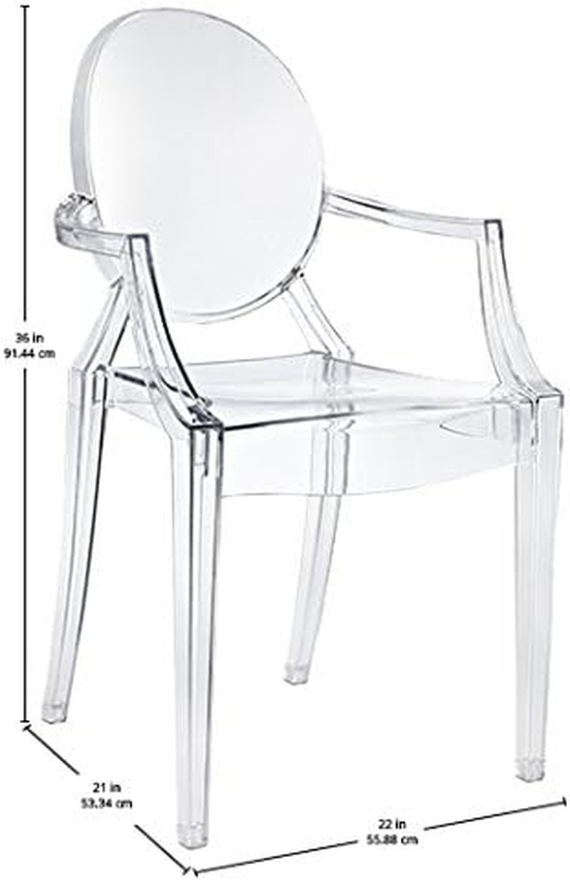 Casper Modern Acrylic Stacking Kitchen and Dining Room Arm Chair in Clear – Full