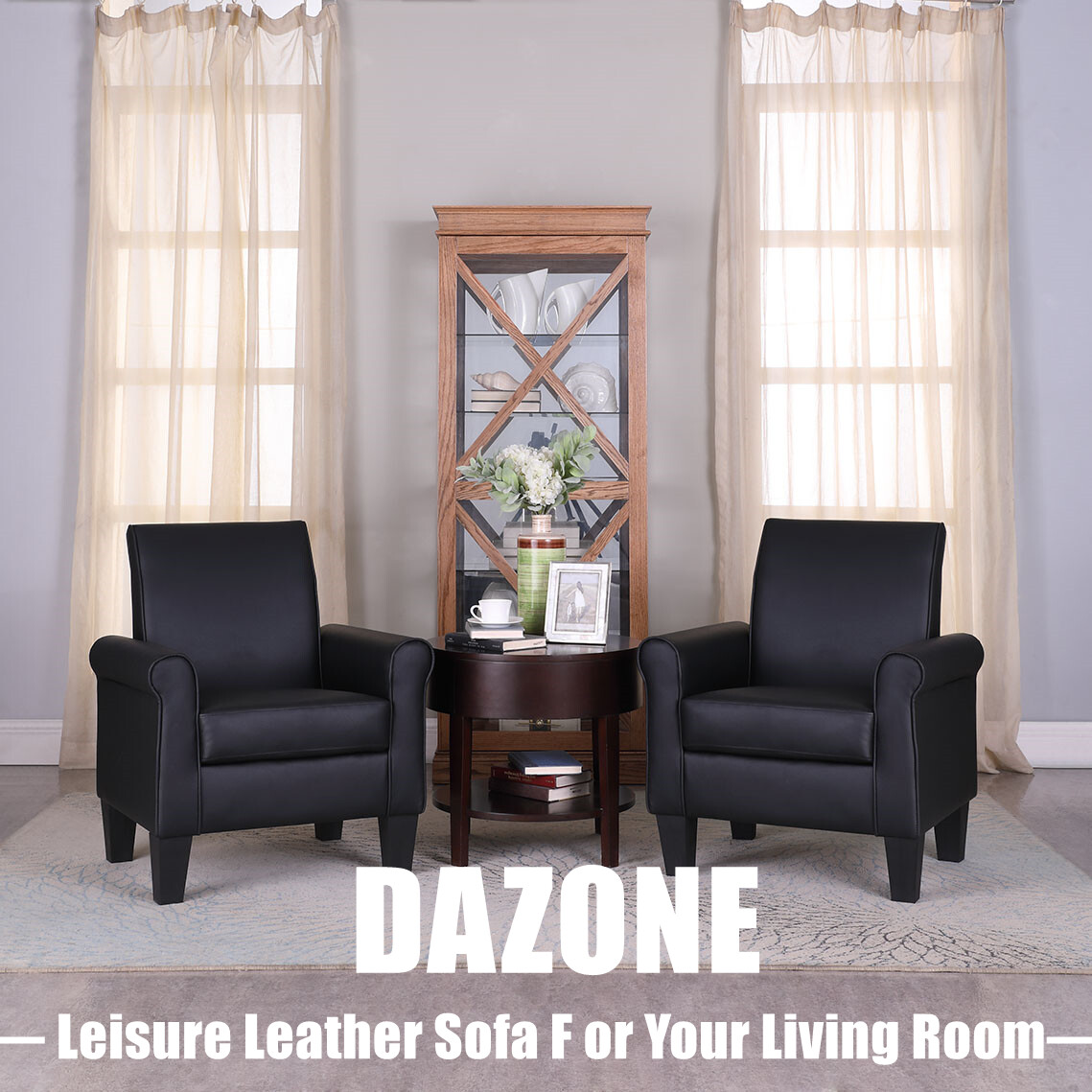 Black Modern Accent Arm Chair PU Leather Single Sofa Seat Leisure Living Room US