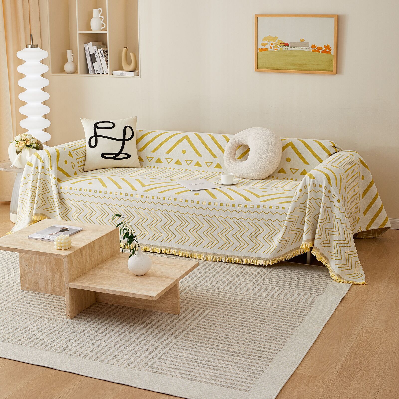 Bohemian Couch Cover Chenille Reversible Sofa Slipcover Throw Sofa Blanket Towel